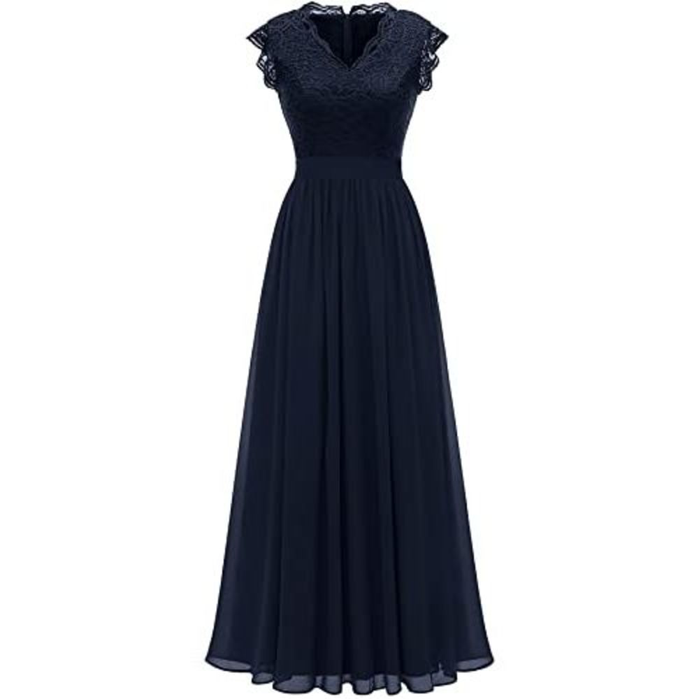 Dressystar 0050 V Neck Sleeveless Lace Bridesmaid Dress Wedding Party Gown S